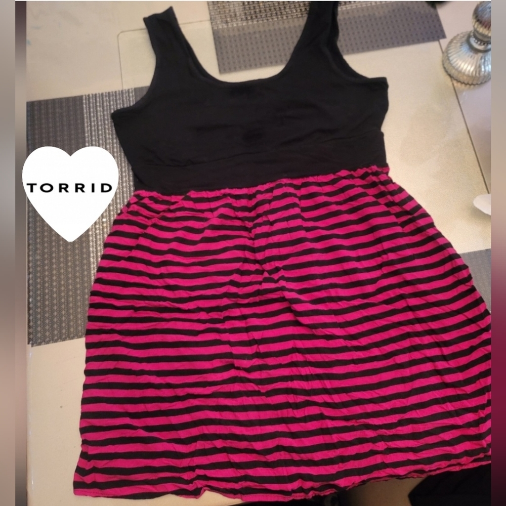 Torrid Black and pink Striped Dress Size 2